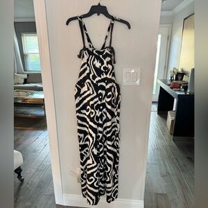 Anthropologie black & white wide leg overalls, small